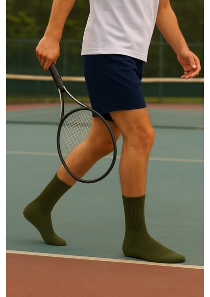 Havlu Erkek Tenis Çorabı 12 Çift Haki