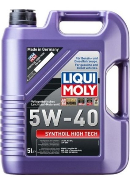 5W40 Motor Yağı Synthoil High Tech 5 Litre Liqui Moly