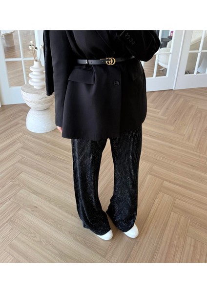 Simli Triko Kumaş Pantolon