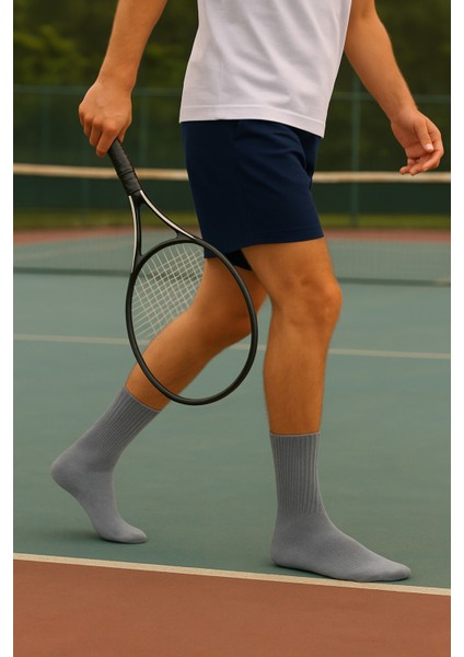 Havlu Erkek Tenis Çorabı 12 Çift Gri