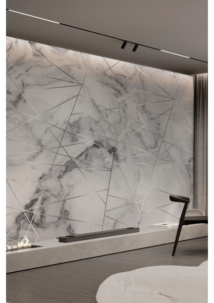 Geometrik Çizgili Gri Mermer Tekstil Duvar Kağıdı fiyatları