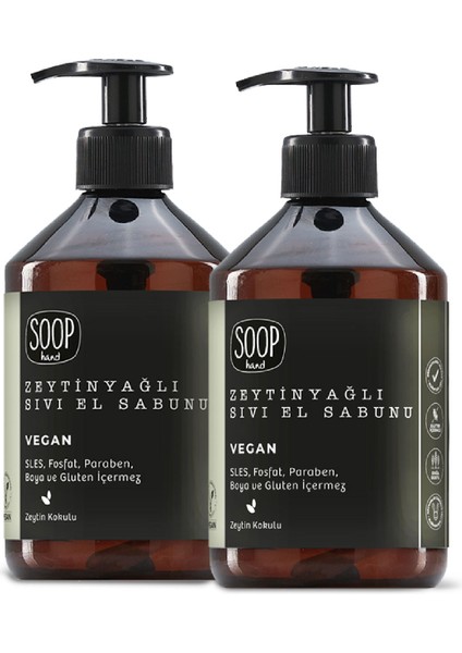 Sıvı El Sabunu Zeytinyağlı 2 x 500 ml | %100 Saf Zeytinyağlı | Vegan Ve Doğal İçerik | Kolay Durulanır |