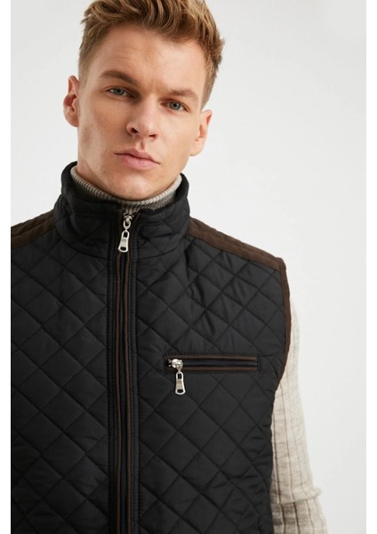 Erkek Siyah Polar Astarlı Rahat Kalıp Kapitone Yelek 4480 indirimleri