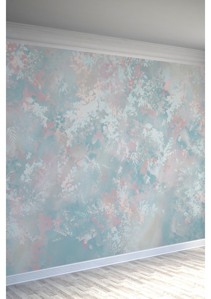 Pastel Mavi Pembe Çiçekli Tek Parça Tekstil Duvar Kağıdı fiyatları
