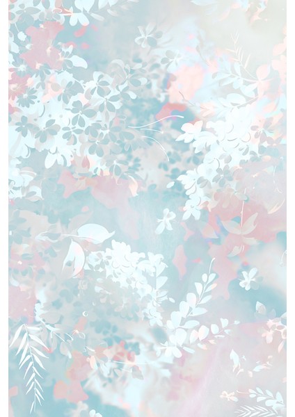 Pastel Mavi Pembe Çiçekli Tek Parça Tekstil Duvar Kağıdı modelleri