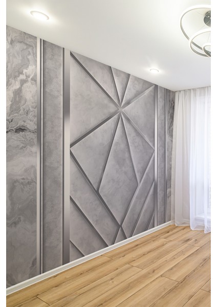 Gri Mermer Desenli Diamond Tek Parça Tekstil Duvar Kağıdı
