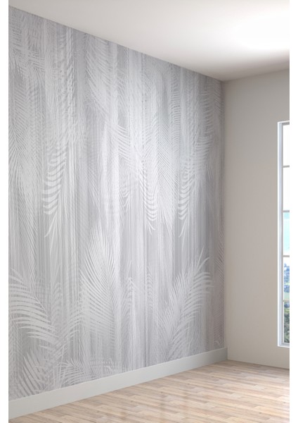 Açık Gri Beyaz Tropikal Yaprak Desenli Tek Parça Silinebilir Tekstil Duvar Kağıdı fiyatları