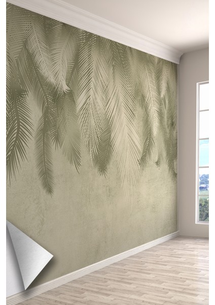 Doğal Yeşil Tropikal Yapraklı Duvar Kağıdı