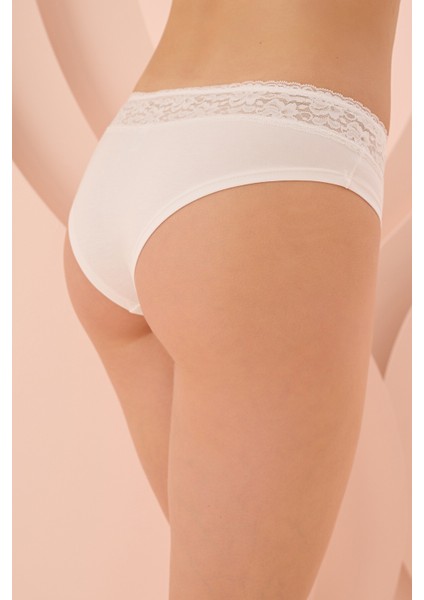 Beyaz Çiçekli Dantelli 2li Hipster Külot modelleri