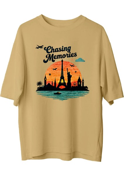 Seyahat Tutkunları Oversize Unisex Tişört – Rahat ve Şık Tasarım fiyatları