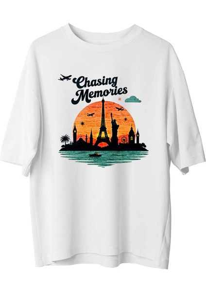 Seyahat Tutkunları Oversize Unisex Tişört – Rahat ve Şık Tasarım fiyatları