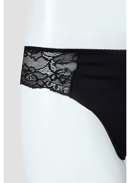 Siyah Lazer Kesim Dantelli String fiyatları