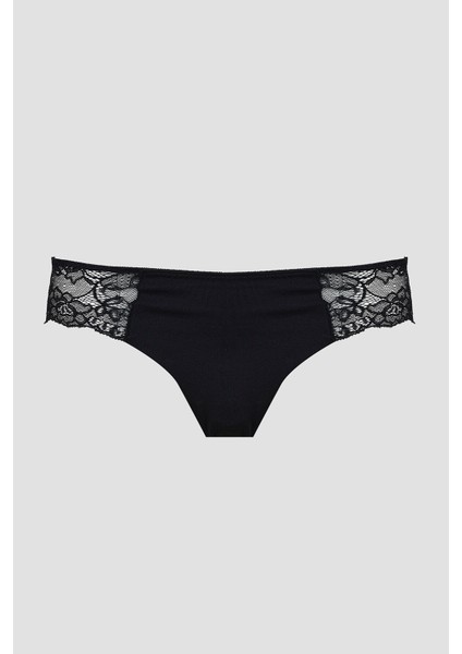 Siyah Lazer Kesim Dantelli String fırsatları
