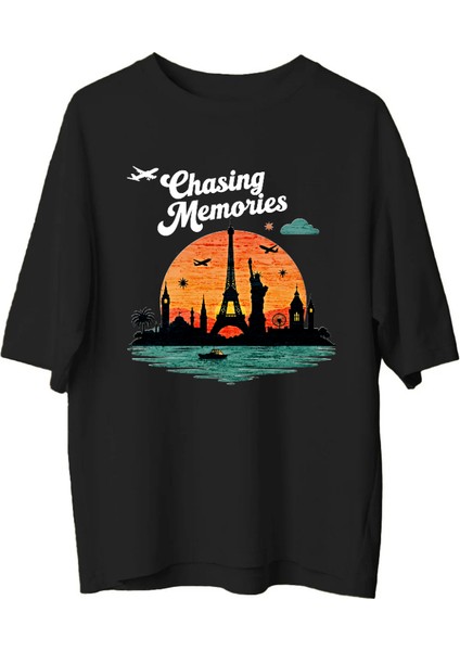 Seyahat Tutkunları Oversize Unisex Tişört – Rahat ve Şık Tasarım fiyatları