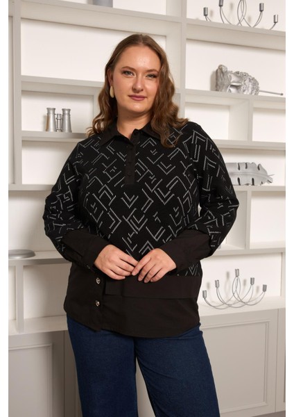 Büyük Beden Garnili Bluz Siyah fiyatları