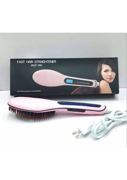 Pembe Saç Düzleştirici Tarak, Ayarlanabilir Sıcaklık, Kolay Kullanım