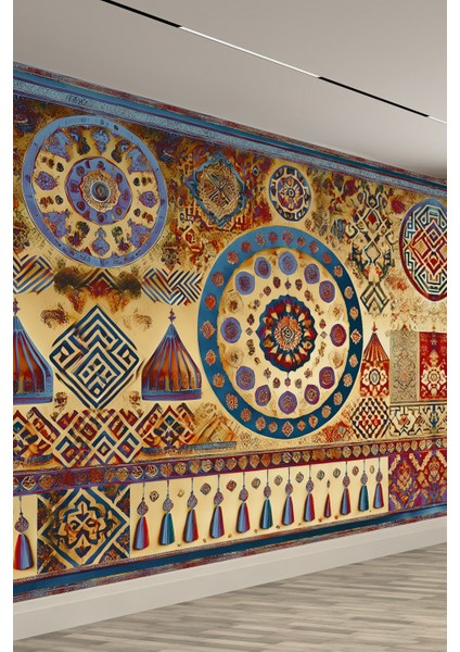Osmanlı Motifli Etnik ve Otantik Saray Tasarımlı Tekstil Duvar Kağıdı