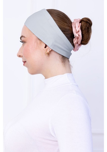 Kaymayan Silikonlu Bandana Bone - Sportif Saç Bandı Açık Gri fiyatları