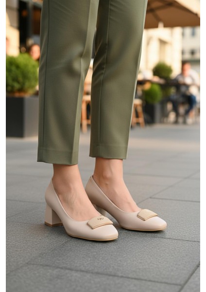 695039 Z Bej Cilt Kadın Topuklu Ayakkabı