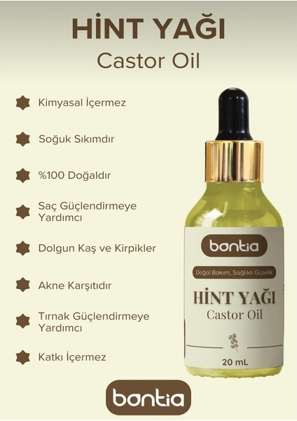 Bitkisel Hint Yağı 20 ml Soğuk Sıkım %100 Doğal Saf & Organik - Saç, Cilt, Yüz Bakım Için fırsatları