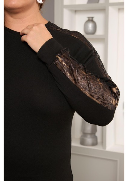 Büyük Beden Kolu Dantel Detay Bluz Siyah fiyatları