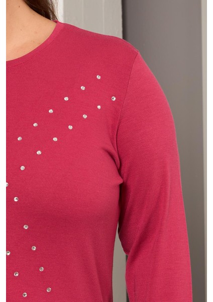 Büyük Beden Geometrik Taşlı Bluz Violet fiyatları