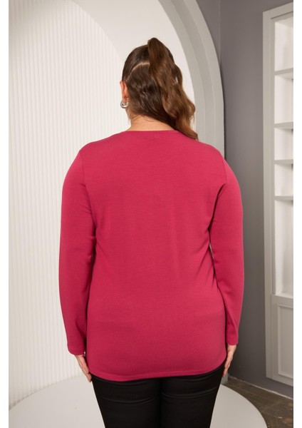 Büyük Beden Geometrik Taşlı Bluz Violet indirimleri