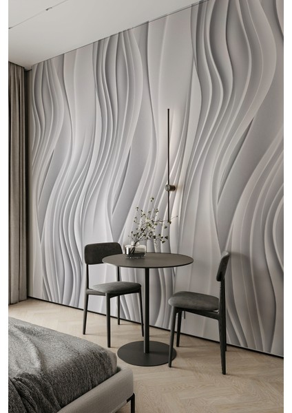 Gri 3D Dalga Desenli Tek Parça Tekstil Duvar Kağıdı fiyatları