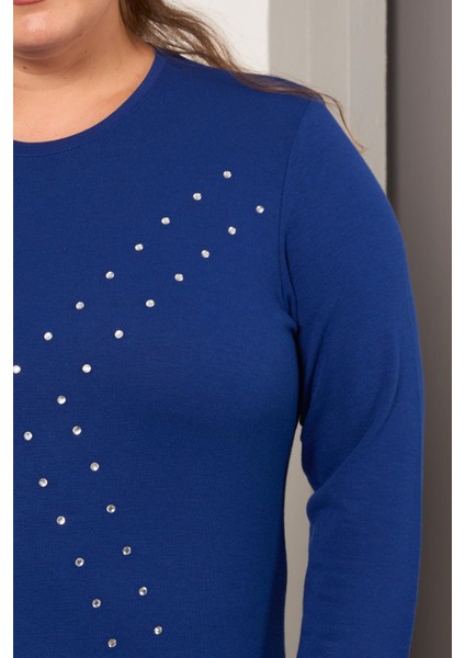 Büyük Beden Geometrik Taşlı Bluz Saks fiyatları