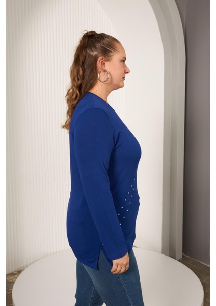 Büyük Beden Geometrik Taşlı Bluz Saks indirimleri