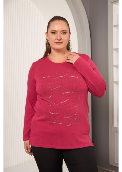 Büyük Beden Taş Detay Bluz Violet fiyatları