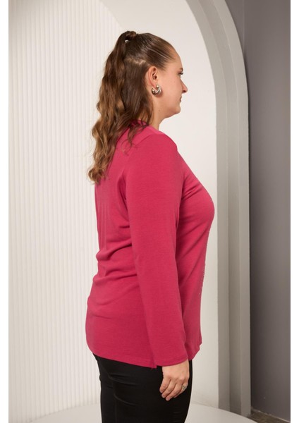 Büyük Beden Taş Detay Bluz Violet modelleri