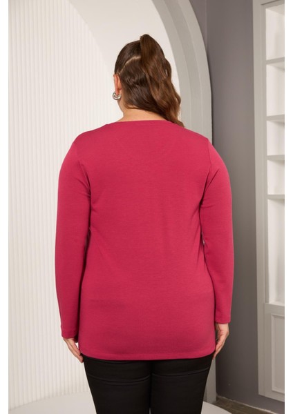 Büyük Beden Taş Detay Bluz Violet fırsatları