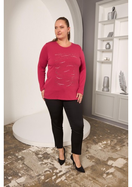 Büyük Beden Taş Detay Bluz Violet indirimleri