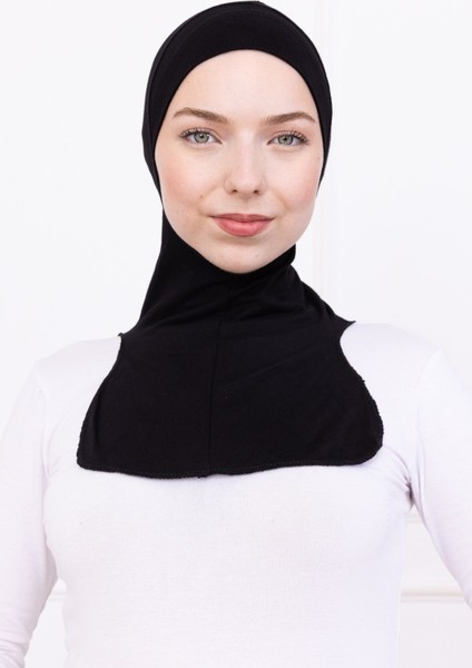 Ninja Bone Boyunluklu Likralı Sporcu Bonesi Kadın Pratik Tesettür Hijab Başörtü Siyah modelleri