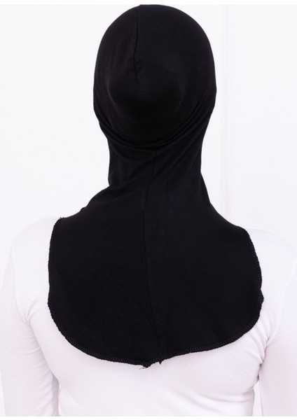 Ninja Bone Boyunluklu Likralı Sporcu Bonesi Kadın Pratik Tesettür Hijab Başörtü Siyah