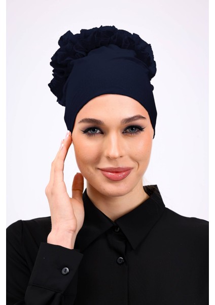 Kaymayan Fırfırlı Silikonlu Dikişsiz Bone - Kaymaz Kadın Tesettür Bağlamalı Iç Bone Lacivert fiyatları