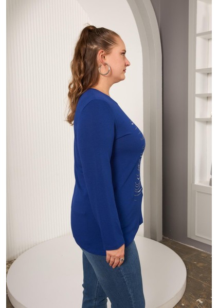 Büyük Beden Taş Detay Bluz Saks fırsatları