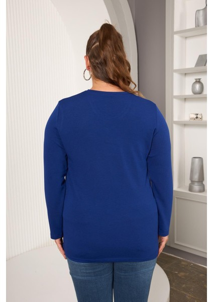 Büyük Beden Taş Detay Bluz Saks indirimleri