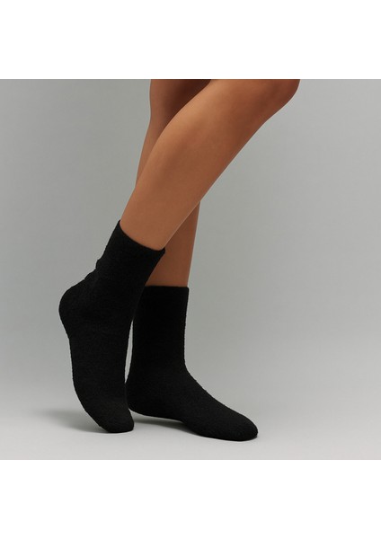 Kadın Peluş Uyku (4 Çift) Soft Doku Isı Emici Kışlık Soket Havlu Çorap