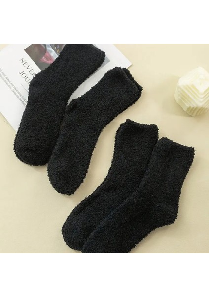 Kadın Peluş Uyku (4 Çift) Soft Doku Isı Emici Kışlık Soket Havlu Çorap
