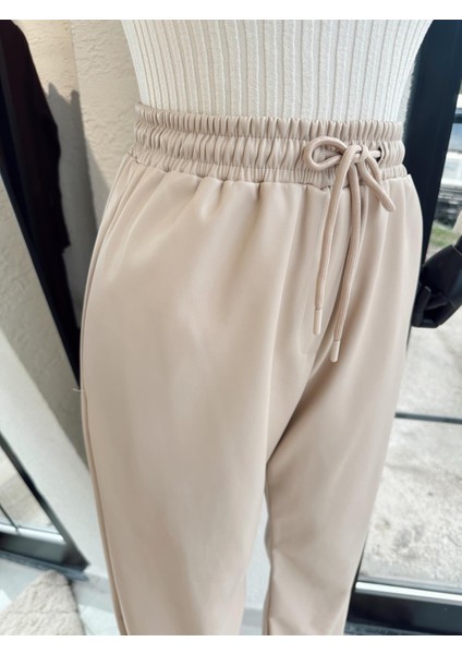 Deri Pantolon Bej modelleri