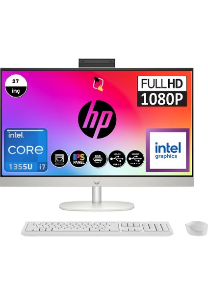 27-CR0003NT 898B3EA Intel Core I7-1355U 32GB 1tb SSD 27'' Full Hd Windows 11 Pro Beyaz All In One Bilgisayar +Snertech