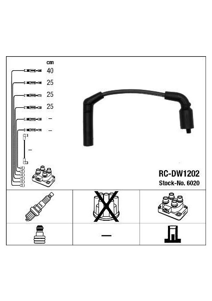 6020 - Buji Kablosu Chevrolet Kalos 1.2l 05- / Aveo 1.2l 03- RC-DW1202