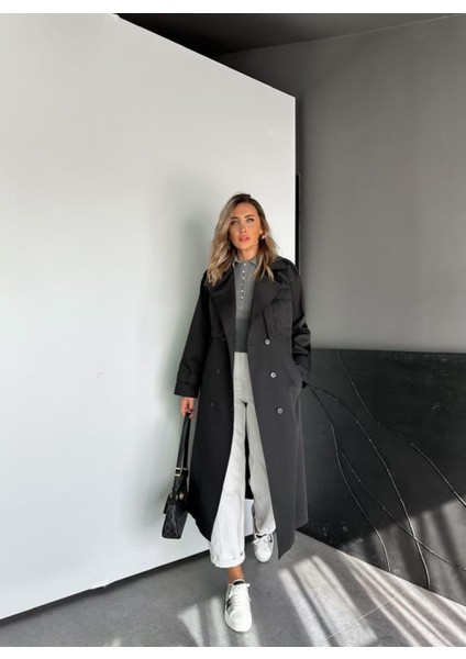 Egzotik Kadın Iri Cepli Tok Kumaş Klasik Trençkot indirimleri
