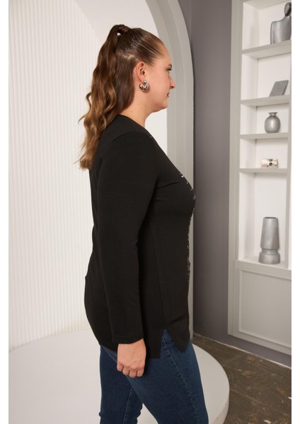 Büyük Beden Taş Detay Bluz Kahve fırsatları