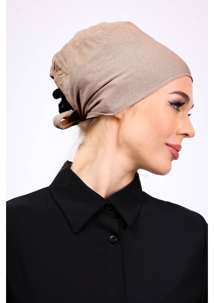 Kaymayan Silikonlu Dikişsiz Bone - Kaymaz Kadın Tesettür Bağlamalı Iç Bone Vizon fırsatları