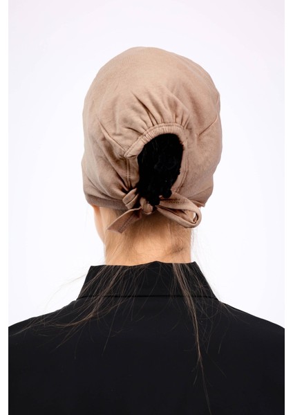 Kaymayan Silikonlu Dikişsiz Bone - Kaymaz Kadın Tesettür Bağlamalı Iç Bone Vizon