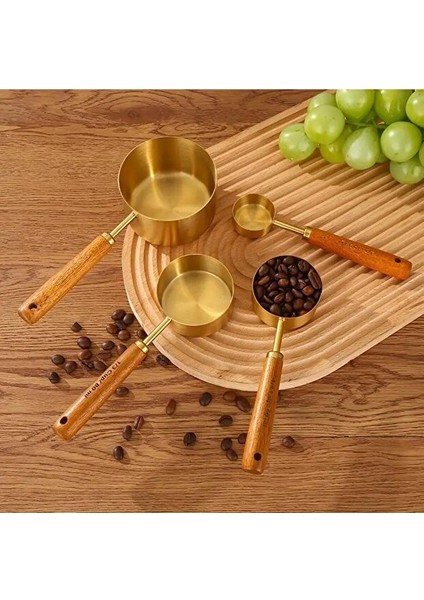 4lü Ahşap Saplı Gold Ölçü Kaşığı Sosluk
