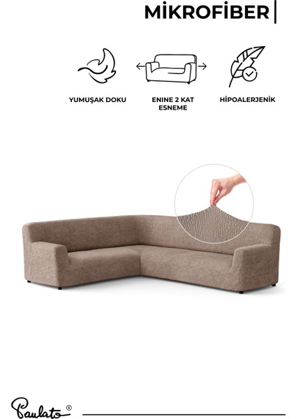Lastikli Esnek ve Yıkanabilir Piliseli Kakao Köşe Koltuk Kılıfı indirimleri